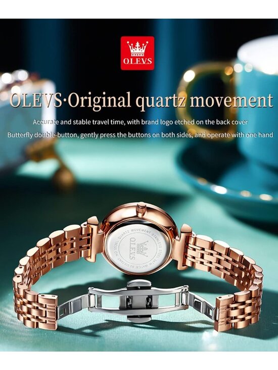 Women\'s Yellow Diamond Rose Gold Stainless Steel Waterproof Quartz Luxury Watch
